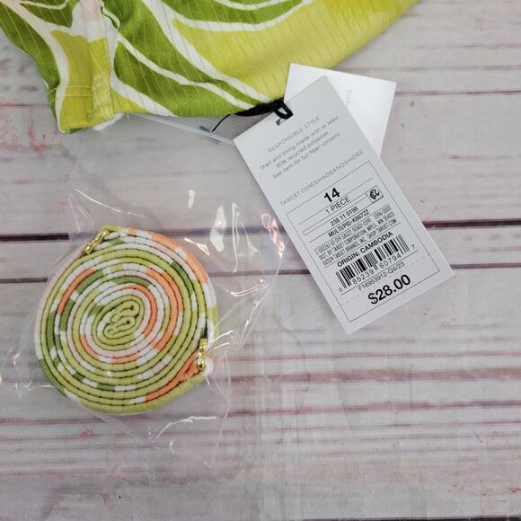 Shade & Shore Lime Green Floral Bandeau Bikini Top - Size 14 - Picture 3 of 6